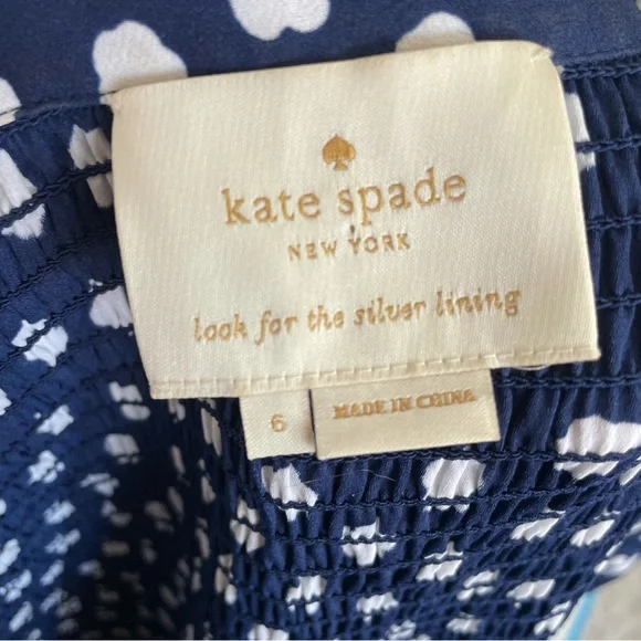 Kate Spade California Dreaming Cloud Dot Midi Dress Blue White Womens 6 - Picture 11 of 11